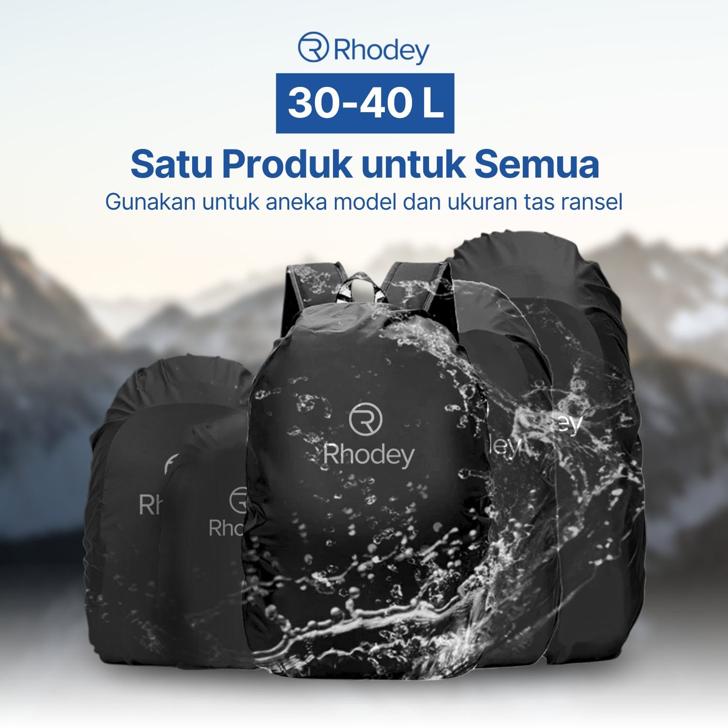 Rhodey Rain Cover Bag Waterproof Universal Jas Hujan Tas Ransel 30-40L - Orange