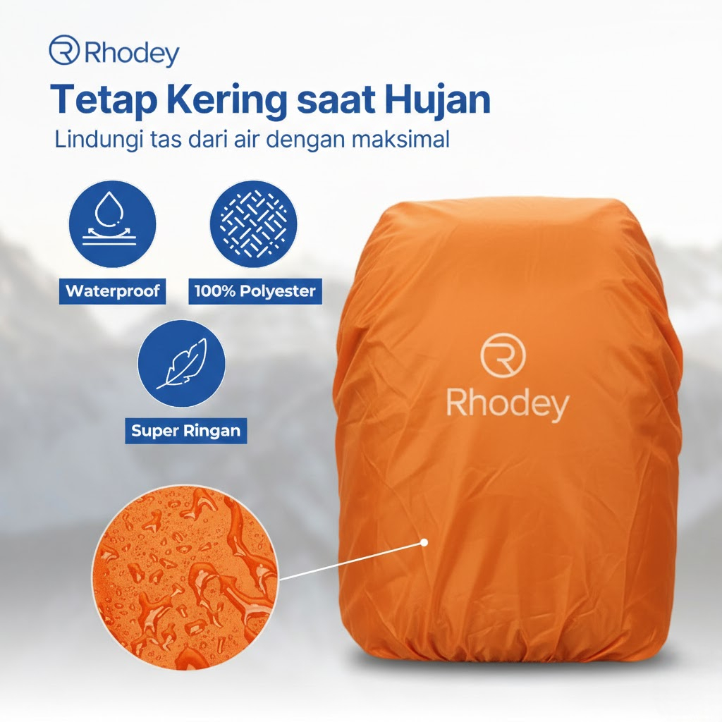 Rhodey Rain Cover Bag Waterproof Universal Jas Hujan Tas Ransel 30-40L - Orange